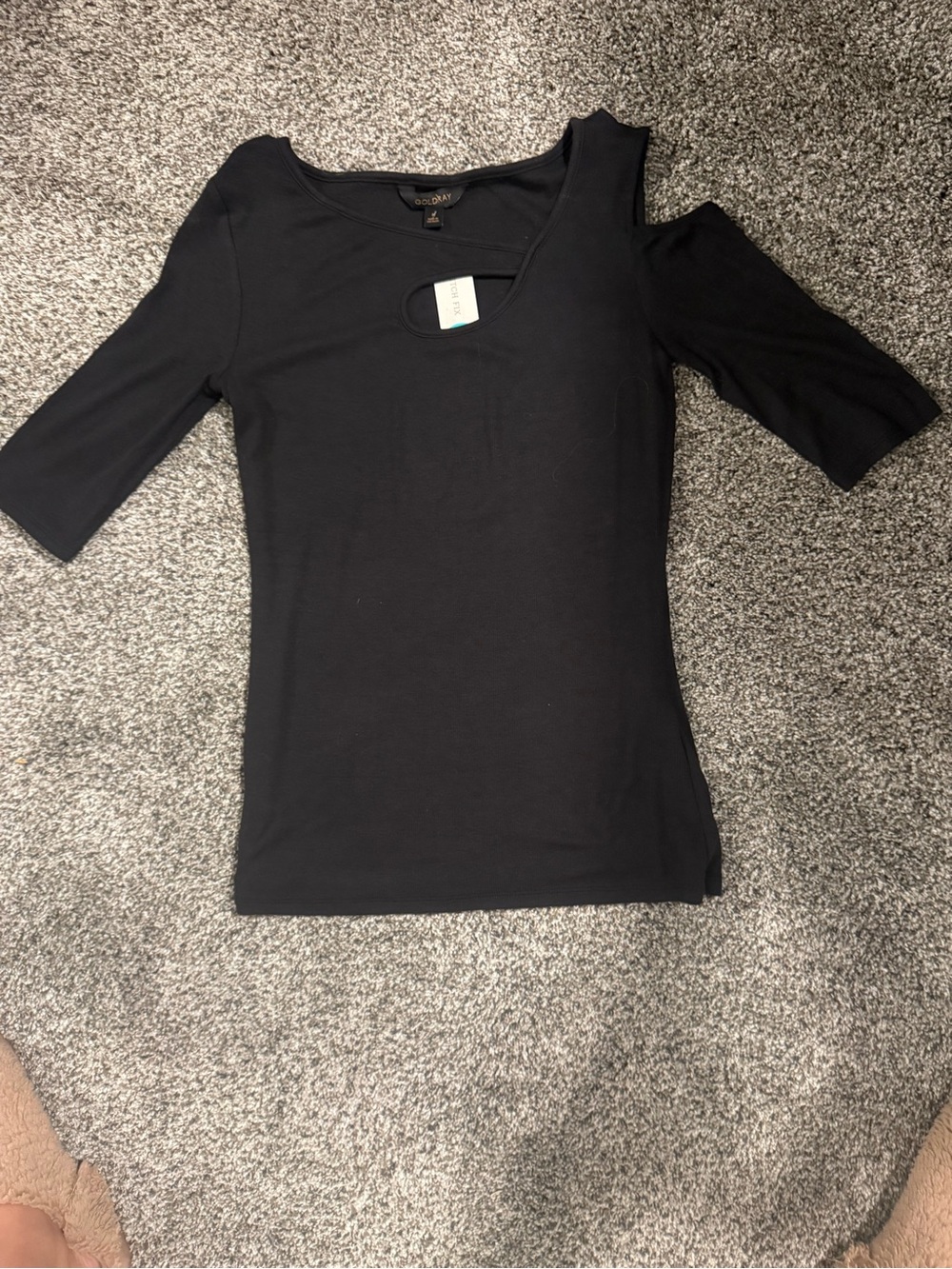 Women's Black One-Shoulder Cutout Short Sleeve Top